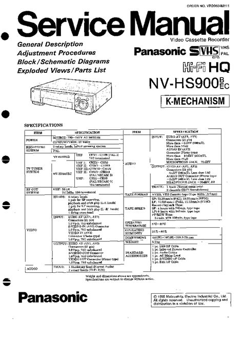 Panasonic nv hs900 service manual download. - Technical service manual for mastertig acdc machines.