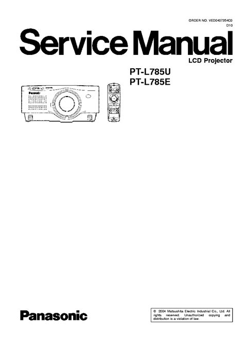 Panasonic pt l785u pt l785e projector service manual. - Full version free download of pipefitters blue book manual.