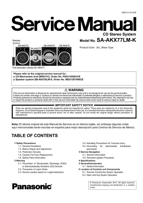 Panasonic sa akx77lm k cd stereo system service manual. - Yamaha raptor 350 manuale di servizio.