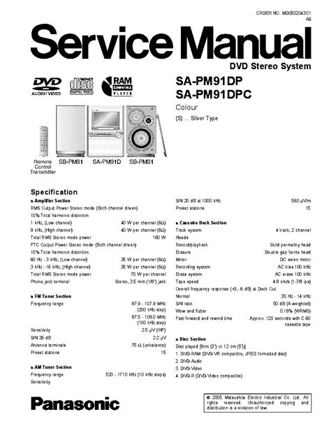 Panasonic sa pm91dp dvd stereo system service manual. - Histoire de la révolution de 1848.