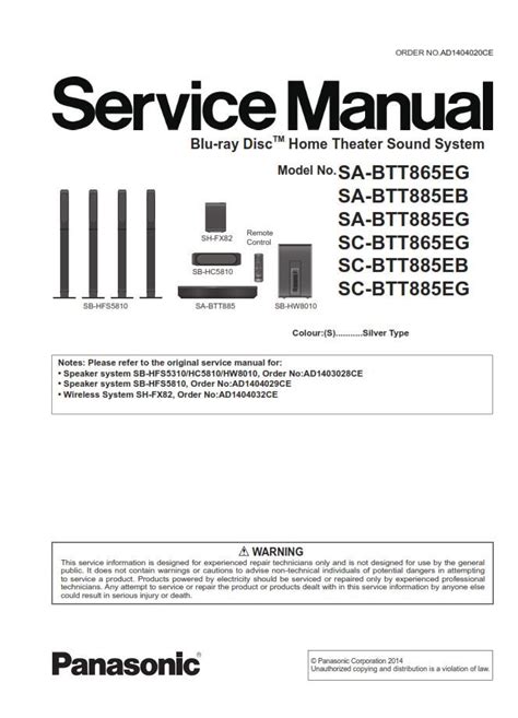 Panasonic sc btt885 btt865 service handbuch und reparaturanleitung. - Kawasaki klr 250 manuale officina servizio moto.