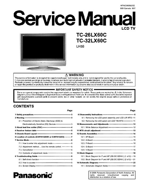 Panasonic tc 26lx60c tc 32lx60c service manual repair guide. - The church librarian s handbook a complete guide for the.