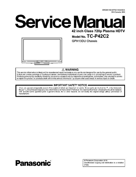 Panasonic tc p42c2 plasma hdtv service manual download. - 2002 chevy monte carlo repair manual.