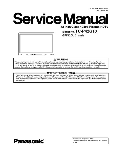 Panasonic tc p42g10 service manual repair guide. - Manuale d'uso manuale di servizio del carrello elevatore daewoo.