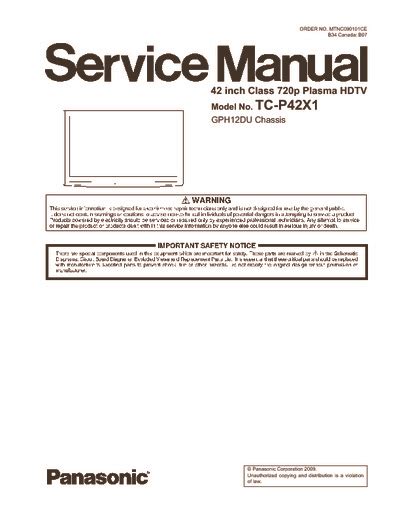 Panasonic tc p42x1 service manual repair guide tech guide. - El pequeño libro de las 500 palabras para parecer más culto.
