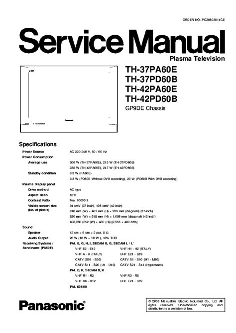 Panasonic th 37pd60b th 37pa60e service repair manual. - Stanley garage door opener manual st605 f09.