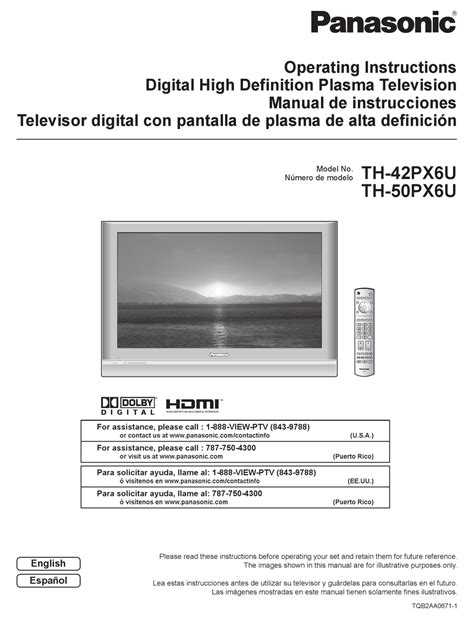 Panasonic th 42px6u th 50px6u plasma tv service manual. - Springer handbook of materials measurement methods.