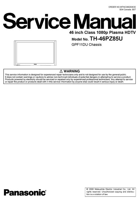 Panasonic th 46pz85u plasma hd tv reparaturanleitung download herunterladen. - Instruction manual for sharp xe a101 cash register.