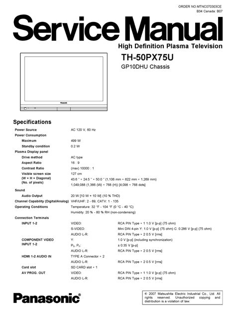 Panasonic th 50px75u tv plasma service manual. - W kręgu mitu, magii i rytuału.