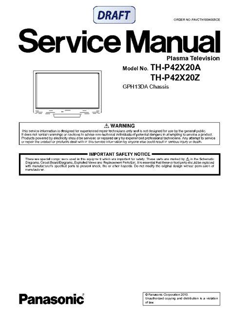 Panasonic th p42x20z th p42x20a plasma tv service manual. - Tissue tek tec 5 service manual.