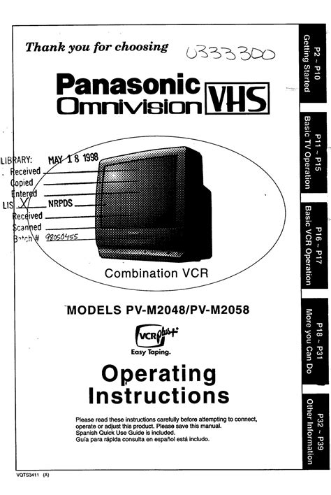 Panasonic tv vcr dvd combo manual. - Century 21 realty solution policy manual.