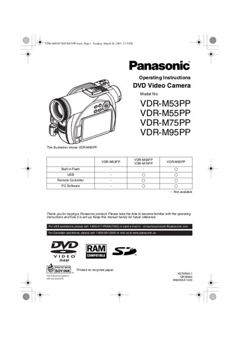 Panasonic vdr m75 m75pp service manual repair guide. - Owners manual for a ih 756.