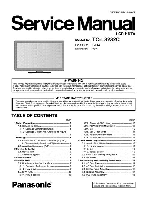 Panasonic viera tc l3232c service manual repair guide. - Onan generator parts manual for hdkaj.