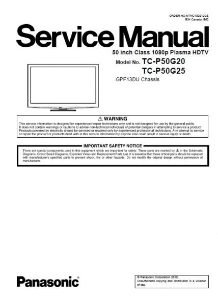 Panasonic viera tc p50g20 p50g25 service manual repair guide. - A guide to family assessment by lucia c k matuk.
