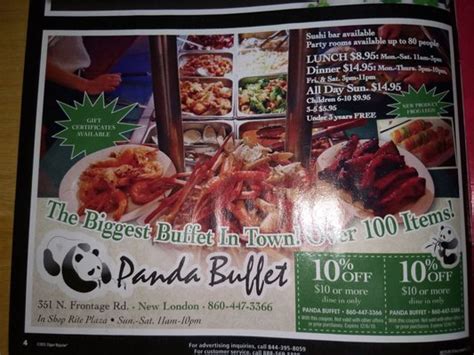 Panda Buffet Menu Prices at 351 N Frontage Rd, Ste B1, New London, CT ...