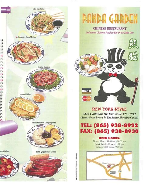 Panda chinese restaurant knoxville menu. China Jiang. Claimed. Review. Share. 27 reviews #220 of 679 Restaurants in Knoxville $ Chinese Asian Vegetarian Friendly. 942 E Emory Rd, Knoxville, TN 37938-4617 +1 865-938-1828 Website Menu. Closed now : See all hours. 