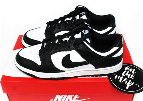 Panda dunk size 6. The Nike Dunk Low ‘Black White’ also known as 'Panda' treats the retro model to an essential two-tone color scheme that accentuates the sneaker’s clean lines, developed by designer Peter Moore and responsible for the shoe’s easy transition from the hardwood to the street. The leather upper combines a white base with contrasting black ... 