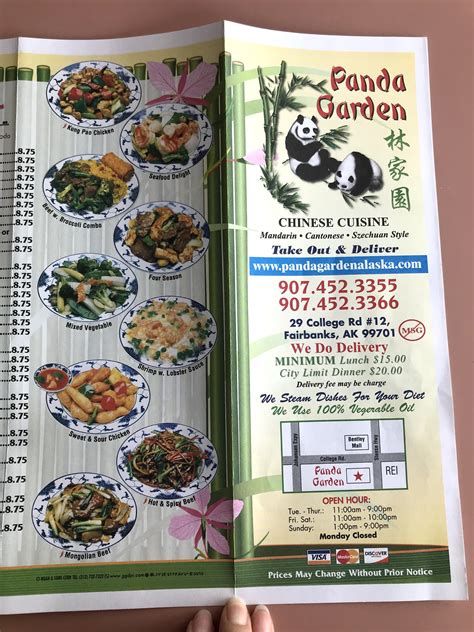Panda garden fairbanks. Details. CUISINES. Chinese, Fast food, Asian. Meals. Lunch, Dinner. FEATURES. Delivery, Takeout. View all details. features, about. … 