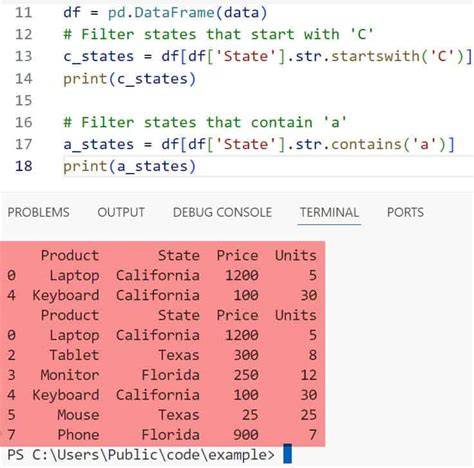 Pandas startswith filter.  lets see an example of startswith () Functi...