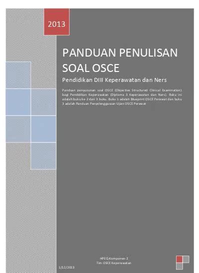 Panduan penulisan soal osce pendidikan diii keperawatan dan ners 【Video viral】