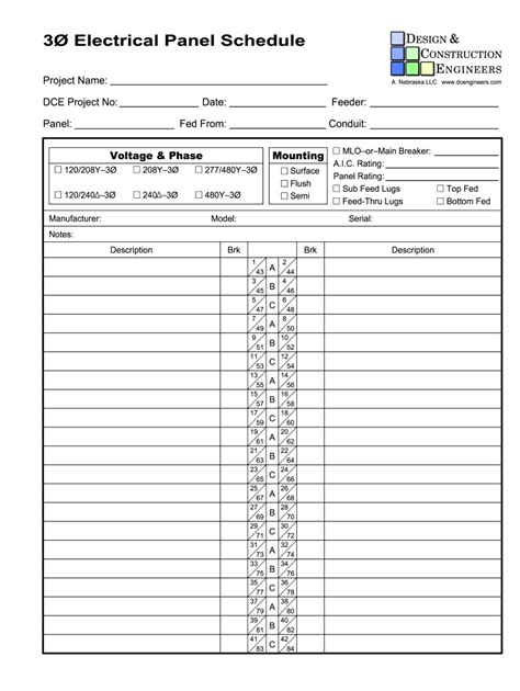 Panel Schedule Fill Out And Sign Printable Pdf Template Signnow