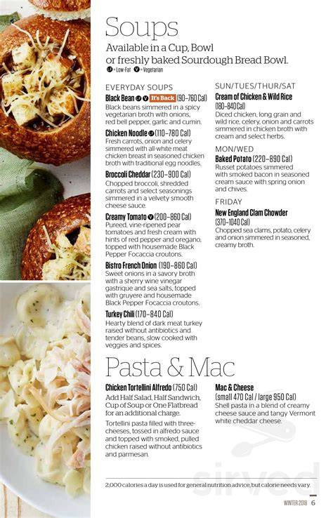 Panera Bread Full Menu PDF - 2024. Ready to check out our menu? Our full Panera menu features everything from breakfast menu items, cookies, and calories! The Panera lunch and dinner menu lists popular favorites including the Signature Take Chicken Sandwich and Fuji Apple Salad with Chicken. Get the Panera App to place an order for Drive Thru ...
