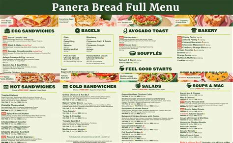 Panera menu