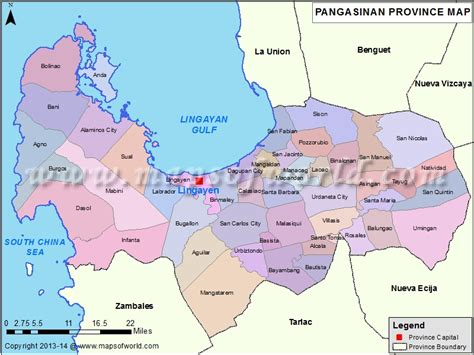 Pangasinan map.  The province&rsquo;s capital &ndash; Lingayen &ndash; is histor...