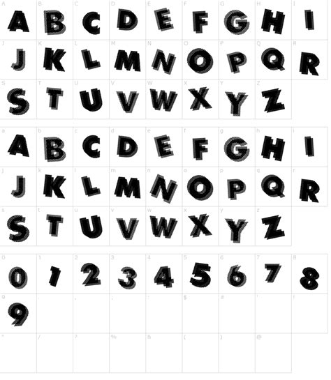 Panic font.  Download free panic font, view its character map and generate...