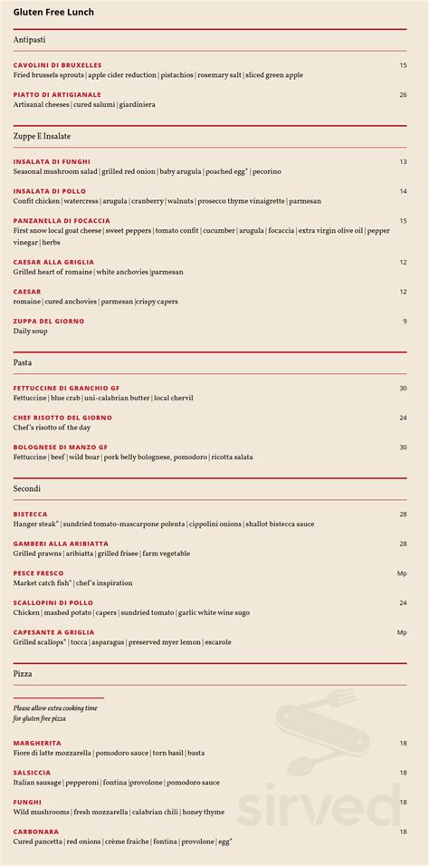 Panzano menu in Denver, Colorado, USA - Sirved Mobile Solutions