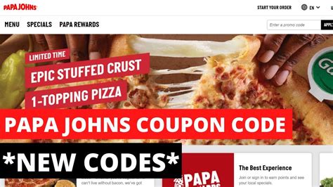 Popular discount codes for Papa John's: Discount Code. Details. Expiry Date. HOTDEALSAVER. Discount code: Get £10 off on Medium or Large Pizza Purchases. 4 days ago. 60OFFPIZZA. Discount code: Save 60% off on Pizza Purchases.