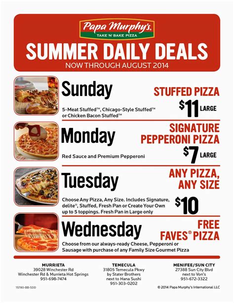 Papa murphy's friday specials 2022. Things To Know About Papa murphy's friday specials 2022. 