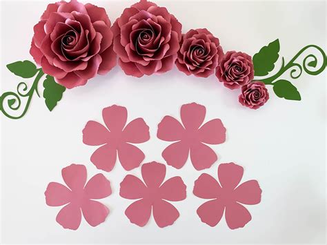 Paper Flower Template SVG and Printable PDF Paper Rose Etsy Paper