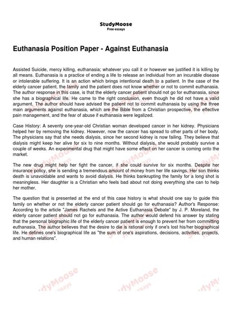 Paper On Euthanasia