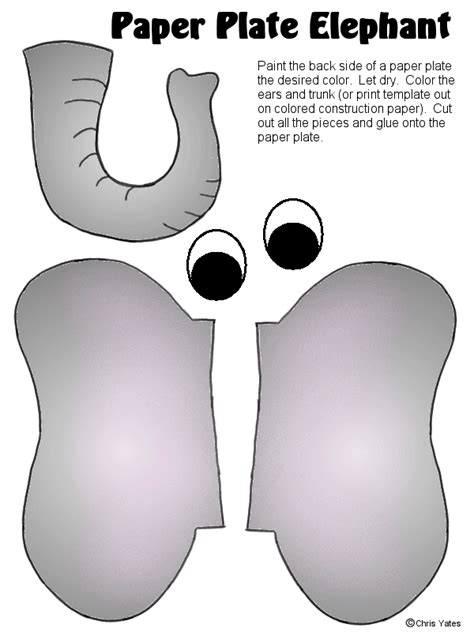 Paper Plate Elephant Project and Template ArTsY Pinterest