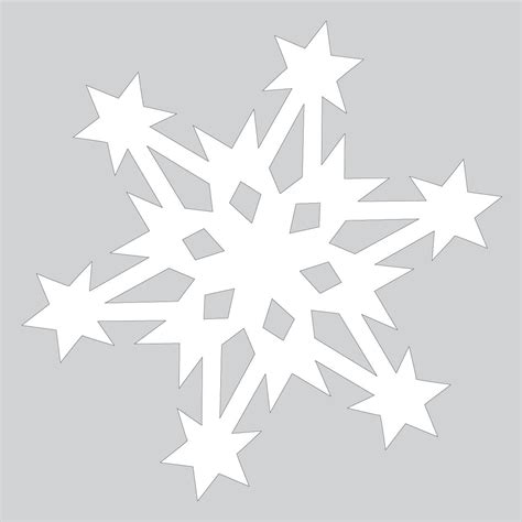 Paper Snowflake Pattern with Stars Cut out Template Free Printable