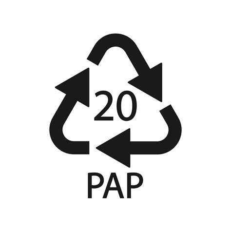 Paper recycling symbol PAP 20 cardboard, vector illustration.