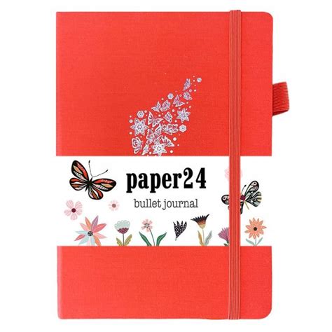 Paper24. The Paper24 Bullet Journal has 160 grams, dotted, snow white paper. The dream of every bullet journal fan. The bullet journal is hand tied so that it stays perfectly open. Ideal for photographing your creation and posting it on social media. 