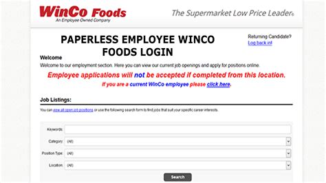 Sep 22, 2018 – WinCo Foods Employees: Paperless Employee @ WinCo Foods is a web based self-service portal that gives you access to your pay stubs and. 6. Winco Employee Login – Logins-DB. Winco Employee Portal.. 