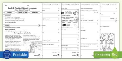 Papers English 5 Test Practice Grade For