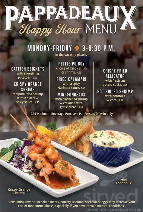 Pappadeaux lunch specials. Pappadeaux Seafood Bar (972) 453-0087. Menus; Map; More Info; Change Location; Order Online; Private Dining; Reservations; Delivery & Catering 
