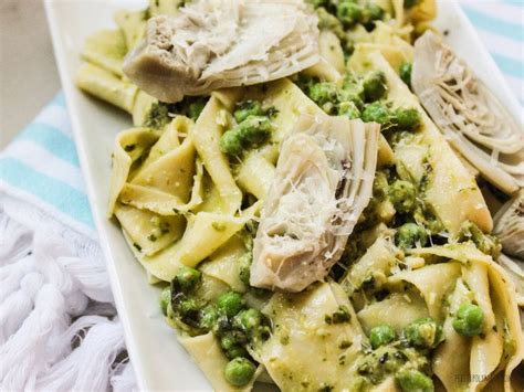 Pappardelle with artichoke hearts & mushrooms quick, delicious veggie meal