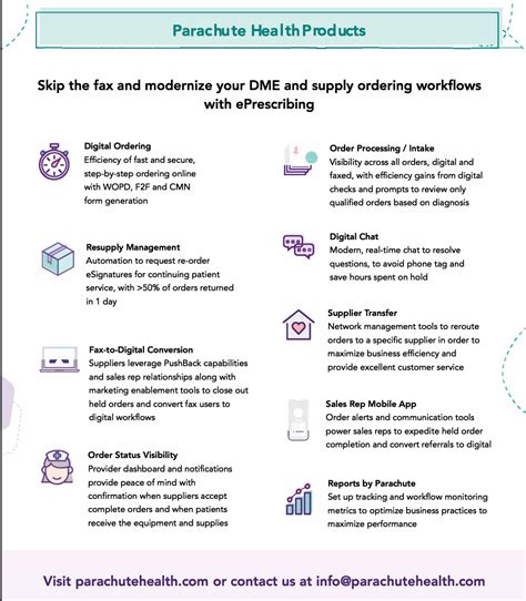Parachute dme. Parachute Health DME ePrescribing platform holds a 2-Year Risk-based HITRUST® Certification. Learn more. Parachute. Log In to Parachute Health. Email ... acting within the scope of your assigned duties as an Authorized User of a facility/supplier that has an agreement with Parachute Health and that you agree to be bound by … 