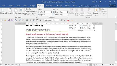 Paragraph Spacing Microsoft Word Basic GoSkills