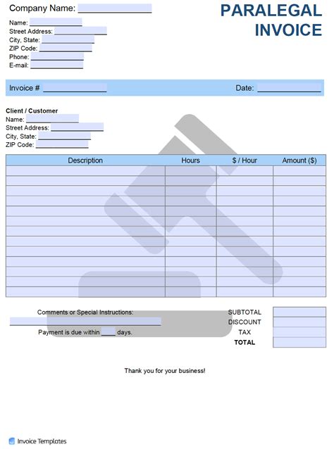 Paralegal Invoice Template Invoice Generator