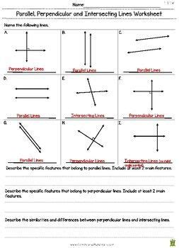 Parallel And Perpendicular Lines Worksheets Answers Key Geometry
