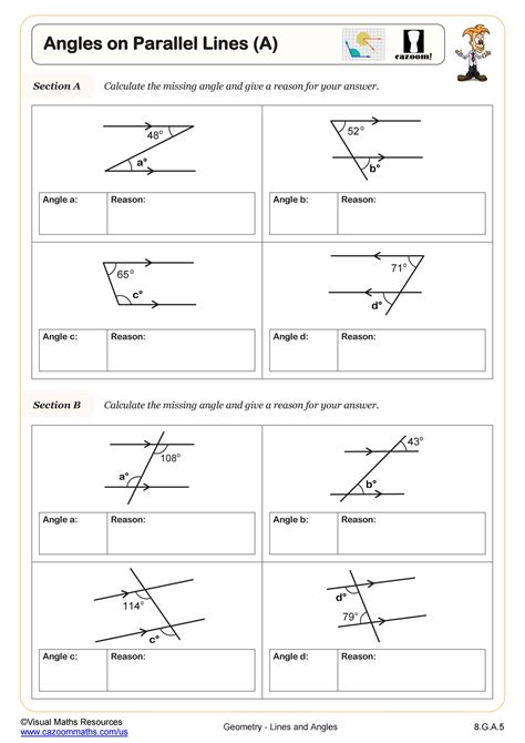 Parallel Lines And Transversals Worksheet Pdf
