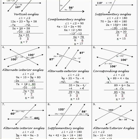 Parallel Lines Transversals Worksheet Key
