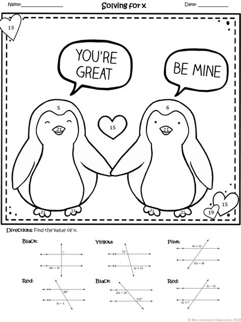 Parallel Lines cut by a Transversal Color by Number Worksheets Amped