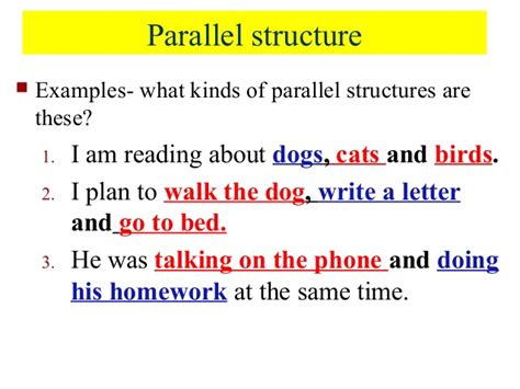 Parallel Structure Examples